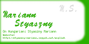 mariann styaszny business card